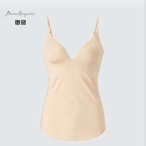 Uniqlo x Mame Kurogouchi Plunging Bra Camisole, Adjustable Straps, Beige, XXL